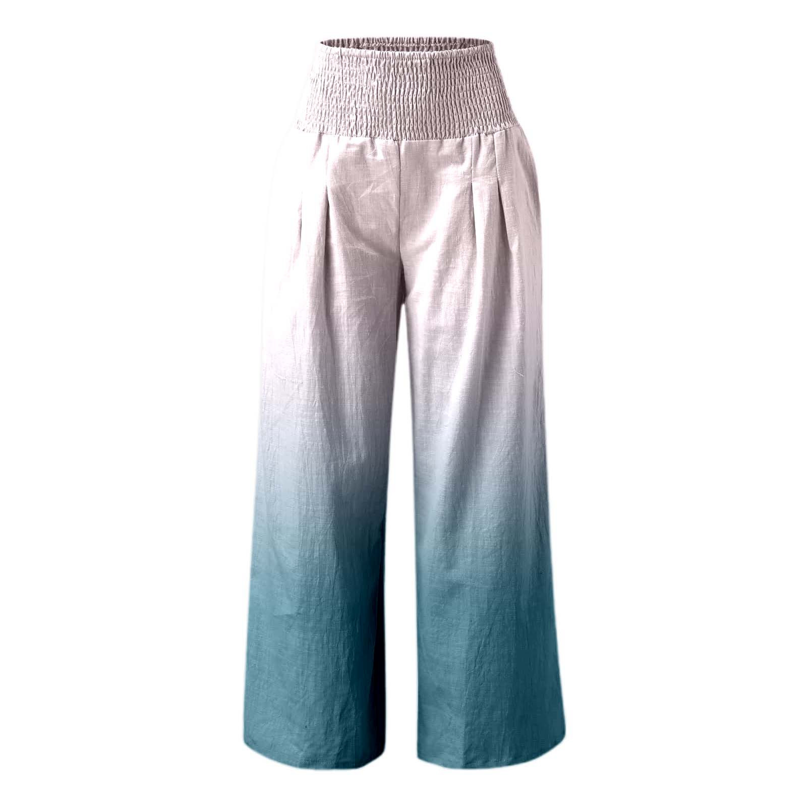 thumbnail image 4 of Pantalones anchos de cintura alta con estampado veraniego para mujer: cintura alta estilizada, bolsillos ocultos funcionales, transformación de moda para múltiples ocasiones., 4 of 5
